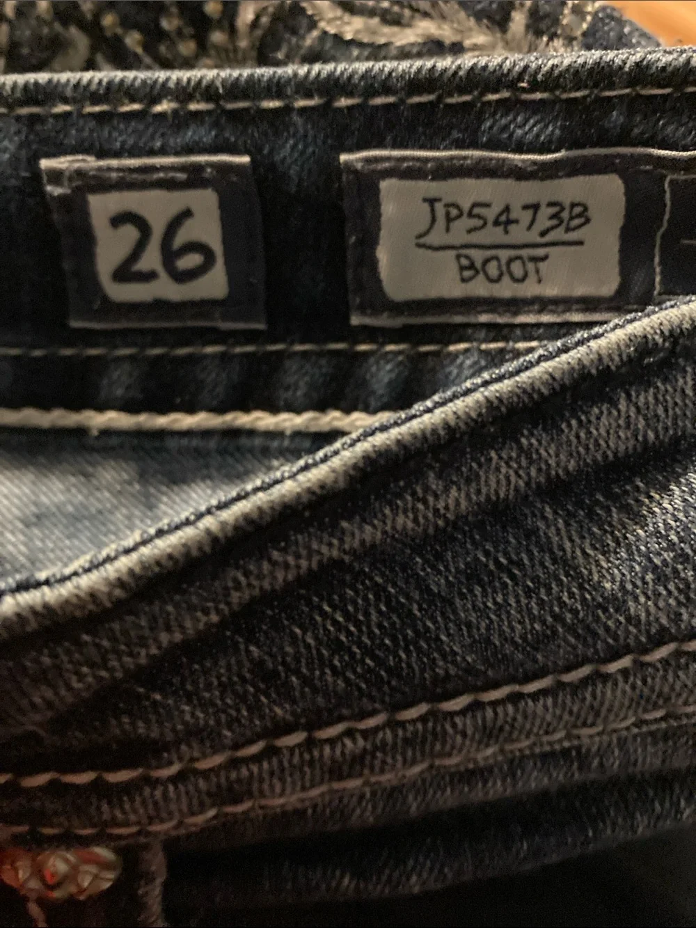 Miss Me Dark Blue‎ Boot Cut Jeans with Embroidered Back Pockets 26